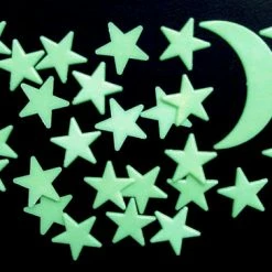 Bewild Neon & Black Light Accessories Glow In The Dark Stars With Cresent Moon (Pack Of 26 Stars)