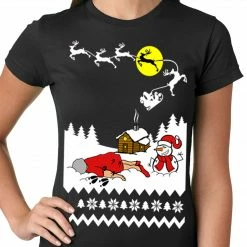 Bewild Grandma Got Run Over By A Reindeer - Ugly Christmas Ladies T-shirt Holiday Prints