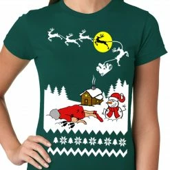 Bewild Grandma Got Run Over By A Reindeer - Ugly Christmas Ladies T-shirt Holiday Prints