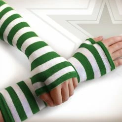 Bewild Green Striped Pair Of Arm Warmers