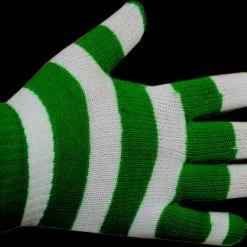 Bewild Green Striped Pair Of Gloves