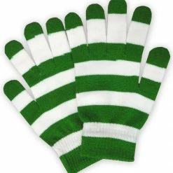 Bewild Green Striped Pair Of Gloves