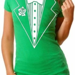 Bewild Green Tuxedo Shirt - Irish Green Girls Tuxedo T-Shirt St.Patricks Day