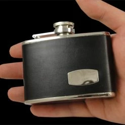 Bewild Groomsmens Gifts - Premium 4 Oz. Engravable Leather Wrapped Hip Flask