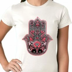 Bewild Cool Funny & Offensive Hamsa - Hand Of Protection Ladies T-shirt