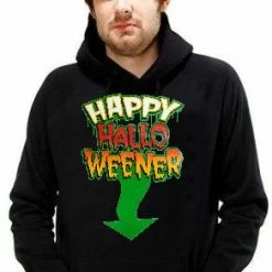 Bewild Halloween Prints Happy Halo-Weener Halloween Hoodie