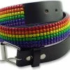 Bewild Happy Rainbow Leather Pyramid Belt Belts
