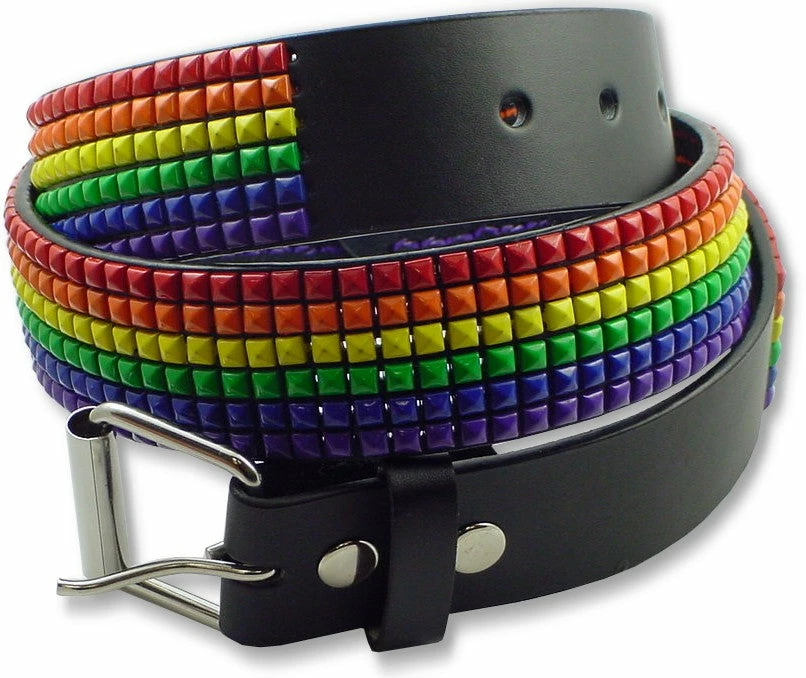 Bewild Happy Rainbow Leather Pyramid Belt Belts 3 Bewild Happy Rainbow Leather Pyramid Belt Belts