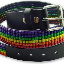 Bewild Happy Rainbow Leather Pyramid Belt Belts