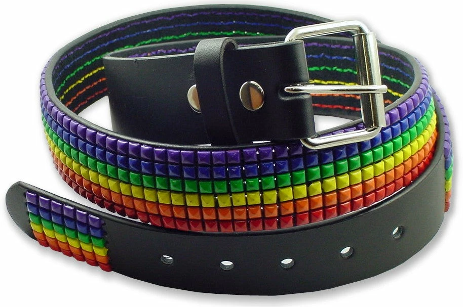Bewild Happy Rainbow Leather Pyramid Belt Belts 4 Bewild Happy Rainbow Leather Pyramid Belt Belts