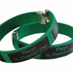 Bewild Happy St. Patrick's Day Irish Shamrock Cuff Bracelet (Green/Black) Accessories