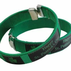 Bewild Happy St. Patrick's Day Irish Shamrock Cuff Bracelet (Green/Black) Accessories