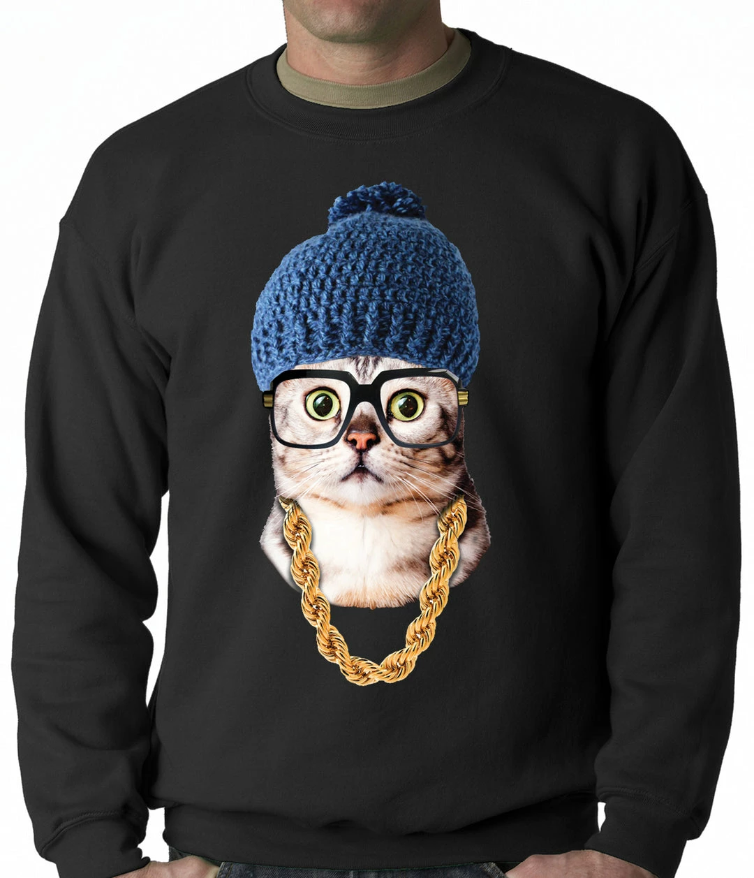 Bewild Hipster Kitten Adult Crewneck 3 Bewild Hipster Kitten Adult Crewneck