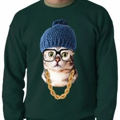 Bewild Hipster Kitten Adult Crewneck