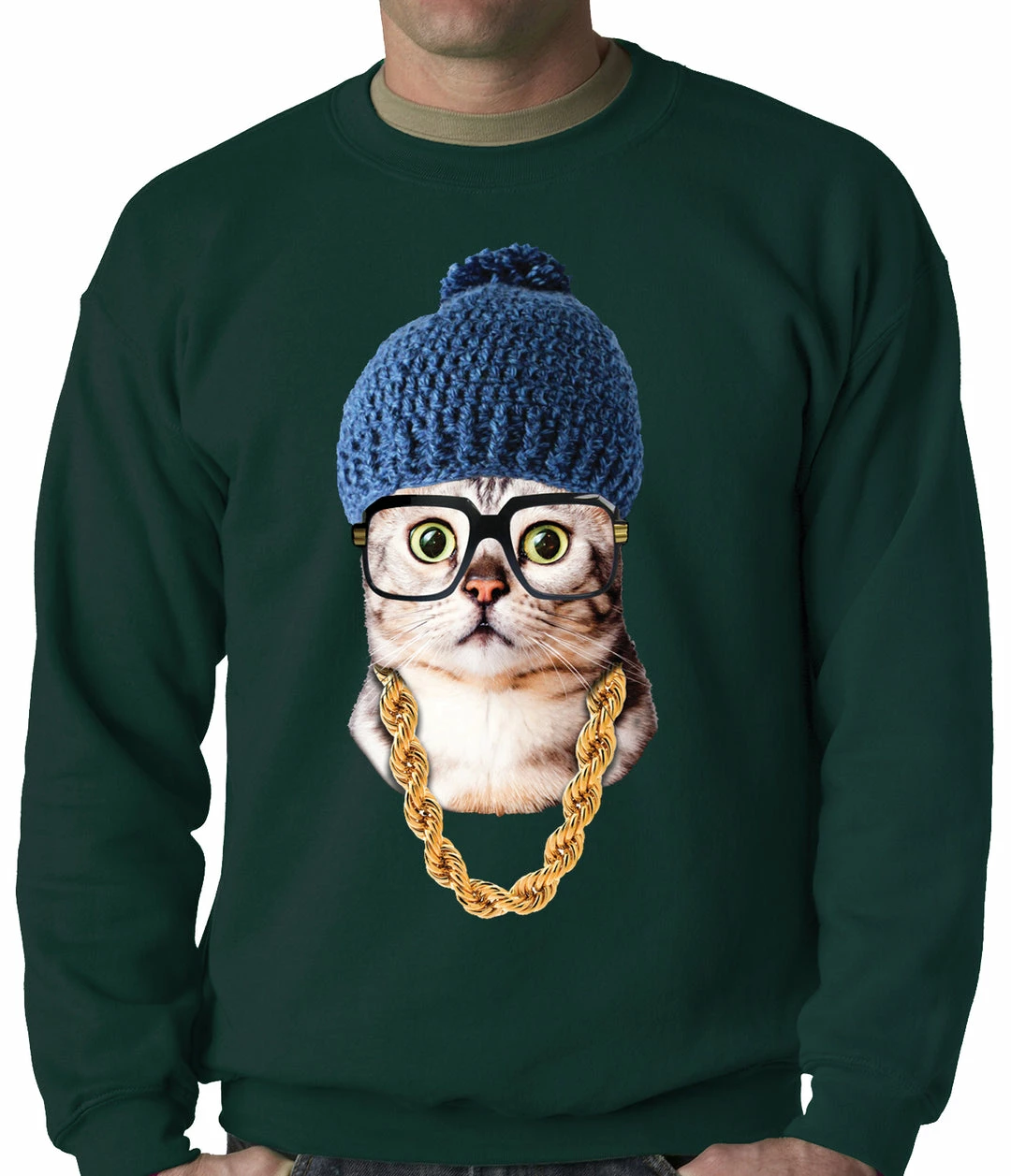 Bewild Hipster Kitten Adult Crewneck 4 Bewild Hipster Kitten Adult Crewneck