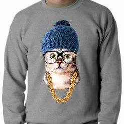 Bewild Hipster Kitten Adult Crewneck 13 Bewild Hipster Kitten Adult Crewneck