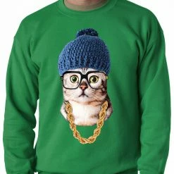 Bewild Hipster Kitten Adult Crewneck 14 Bewild Hipster Kitten Adult Crewneck