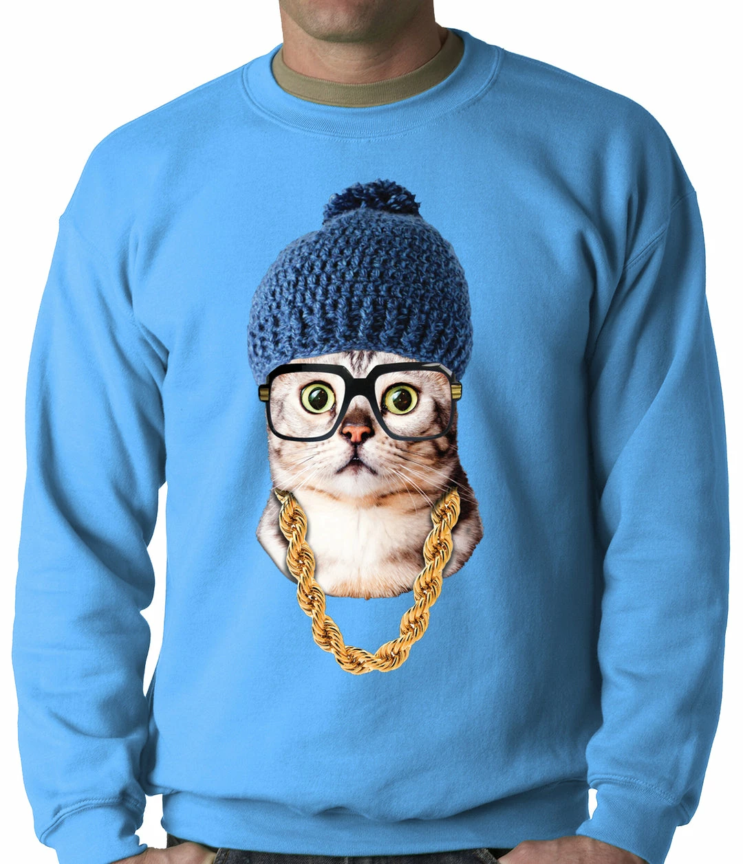 Bewild Hipster Kitten Adult Crewneck 7 Bewild Hipster Kitten Adult Crewneck