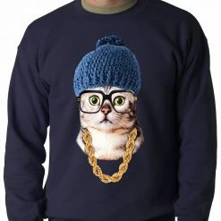 Bewild Hipster Kitten Adult Crewneck 16 Bewild Hipster Kitten Adult Crewneck