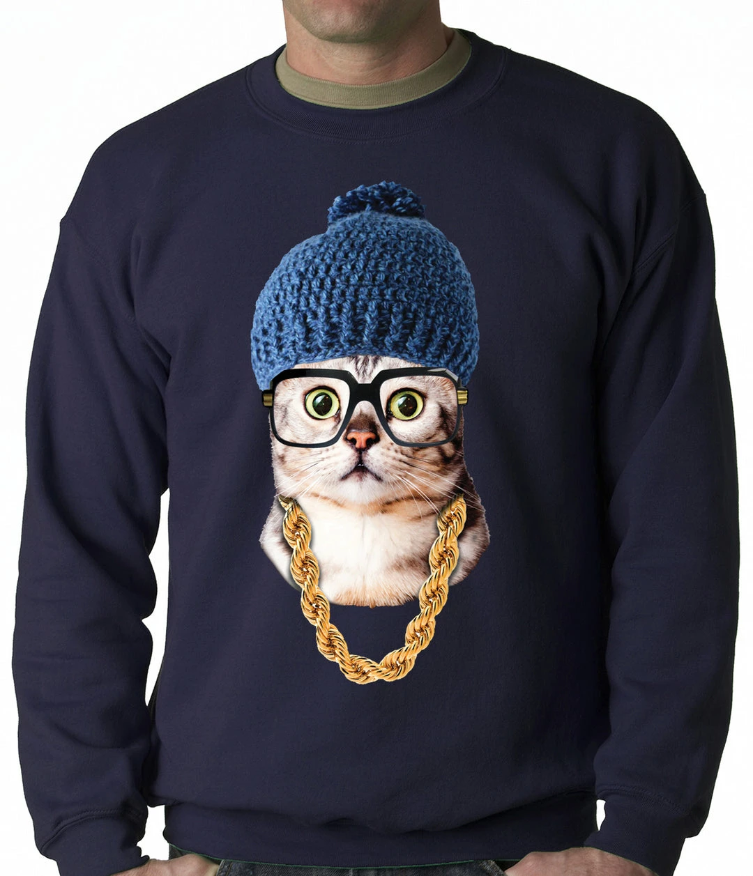 Bewild Hipster Kitten Adult Crewneck 8 Bewild Hipster Kitten Adult Crewneck