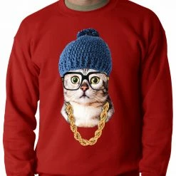 Bewild Hipster Kitten Adult Crewneck 17 Bewild Hipster Kitten Adult Crewneck