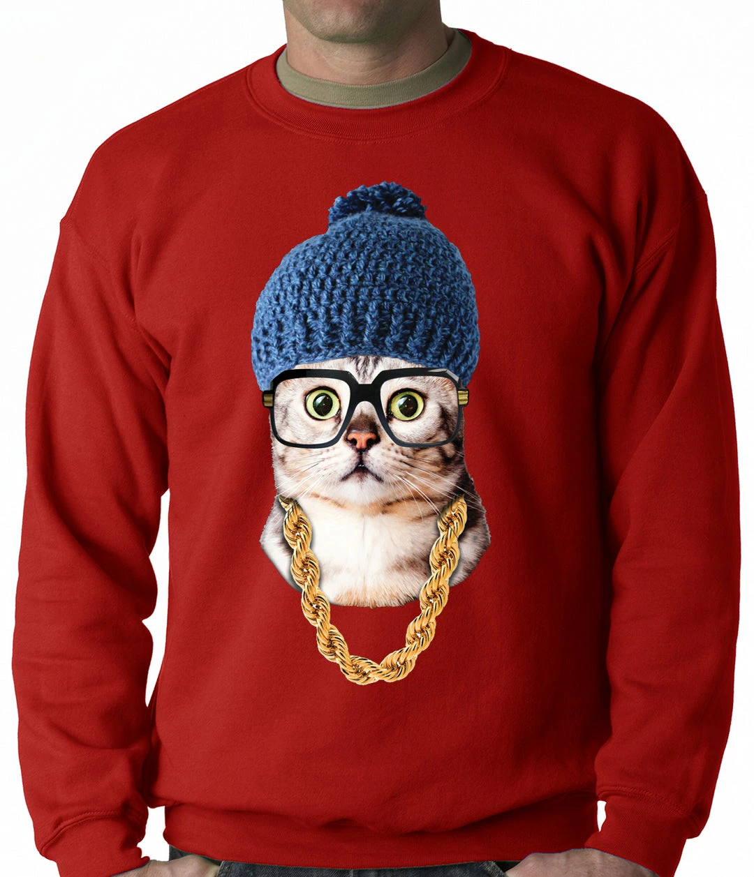 Bewild Hipster Kitten Adult Crewneck 9 Bewild Hipster Kitten Adult Crewneck