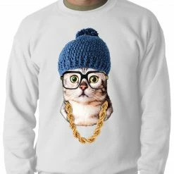 Bewild Hipster Kitten Adult Crewneck 19 Bewild Hipster Kitten Adult Crewneck