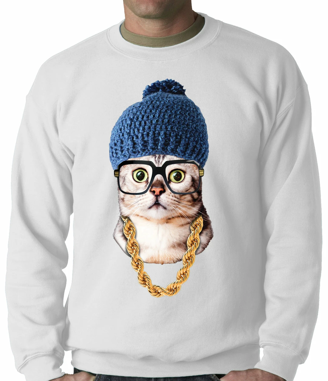 Bewild Hipster Kitten Adult Crewneck 11 Bewild Hipster Kitten Adult Crewneck