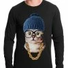 Bewild Hipster Kitten Thermal Shirt Cool Funny & Offensive