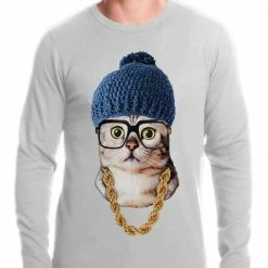 Bewild Hipster Kitten Thermal Shirt Cool Funny & Offensive