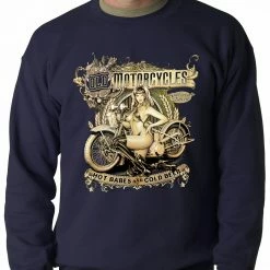 Bewild Hot Babes And Cold Beer Biker Adult Crewneck