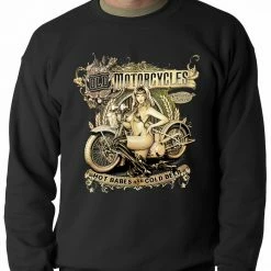 Bewild Hot Babes And Cold Beer Biker Adult Crewneck