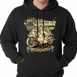 Bewild Biker Style Hot Babes And Cold Beer Biker Adult Hoodie