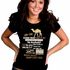Bewild Cool Funny & Offensive Hump Day Camel Girl's T-Shirt (Brown & White Print)