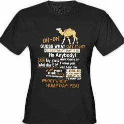 Bewild Cool Funny & Offensive Hump Day Camel Girl's T-Shirt (Brown & White Print)