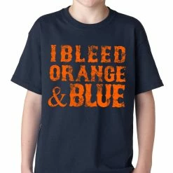 Bewild Sport Inspiration I Bleed Orange And Blue New York Baseball Kids T-shirt