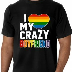 Bewild I Heart My Crazy Boyfriend Rainbow Pride Men's T-Shirt Say It Loud