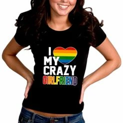 Bewild Positive Reinforcement I Heart My Crazy Girlfriend Rainbow Pride Girl's T-Shirt