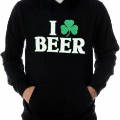 Bewild Unisex Sweatshirts & Long Sleeve I Love Beer Shamrock Hoodie