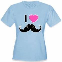 Bewild I Love Mustache Girl's T-Shirt Cool Funny & Offensive
