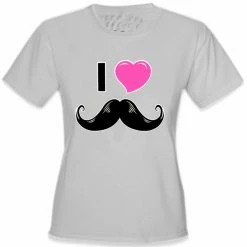 Bewild I Love Mustache Girl's T-Shirt Cool Funny & Offensive