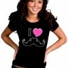 Bewild I Love Mustache Girl's T-Shirt Cool Funny & Offensive