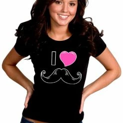 Bewild I Love Mustache Girl's T-Shirt Cool Funny & Offensive