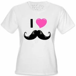 Bewild I Love Mustache Girl's T-Shirt Cool Funny & Offensive