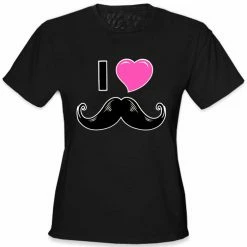 Bewild I Love Mustache Girl's T-Shirt Cool Funny & Offensive