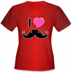 Bewild I Love Mustache Girl's T-Shirt Cool Funny & Offensive