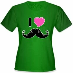 Bewild I Love Mustache Girl's T-Shirt Cool Funny & Offensive