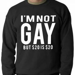 Bewild Cool Funny & Offensive I'm Not Gay But 20 Dollars Is 20 Dollars Adult Crewneck