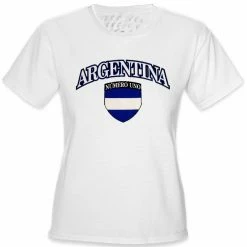 Bewild Nationality & Ethnic International Soccer Shirts - Argentina Crest T-Shirt (Girls)