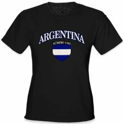 Bewild Nationality & Ethnic International Soccer Shirts - Argentina Crest T-Shirt (Girls)